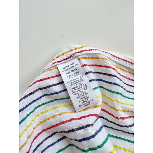 SOLID & STRIPED White Rainbow Cotton Seersucker Oxford Shirt Cover-Up, Size S - Picture 12 of 14